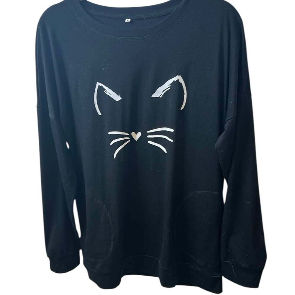 Black Cat Print Long Sleeve Tee - Picture 4 of 4